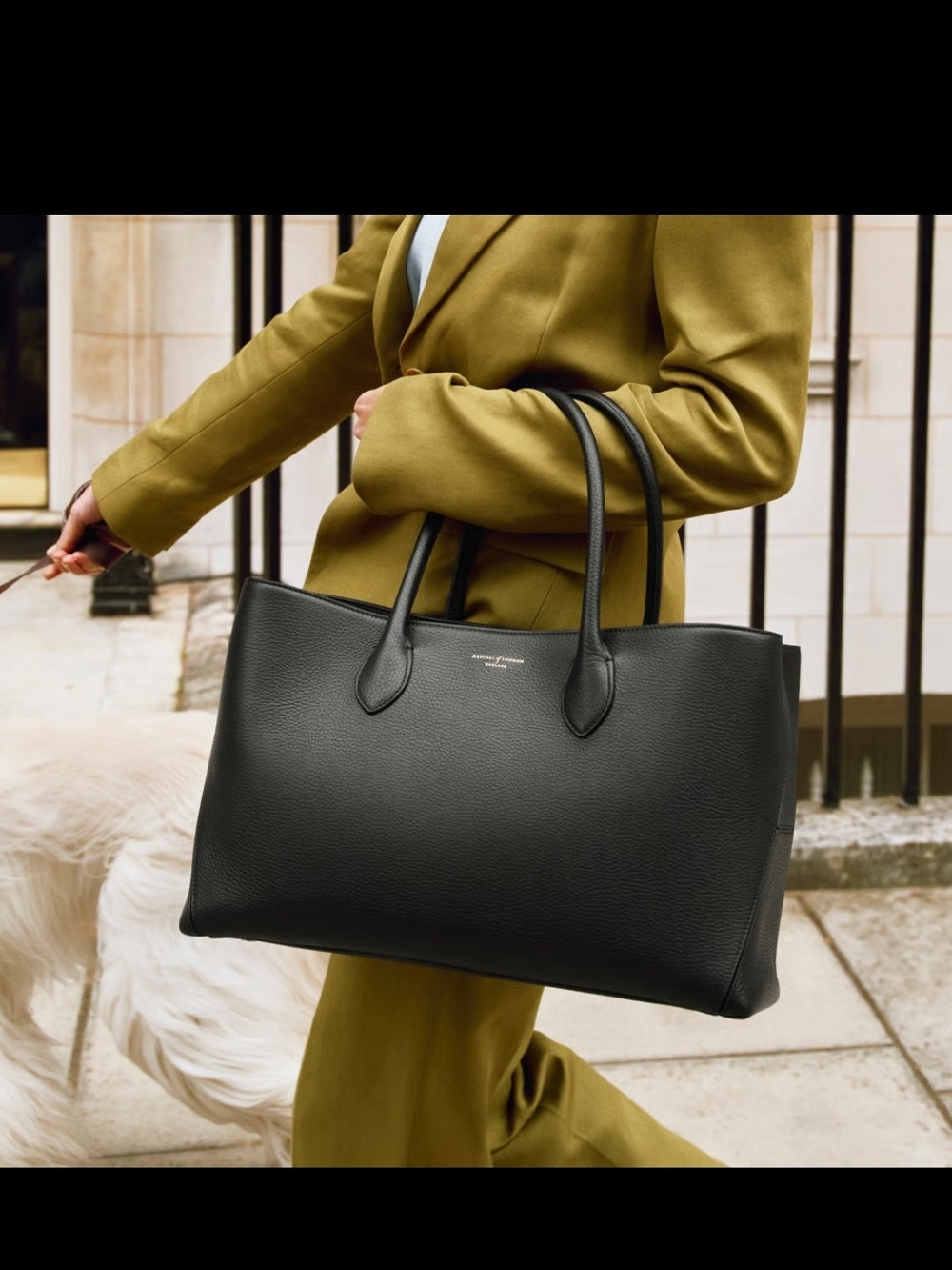 Aspinal of London - Rare Green Pebbled Leather Top-Handle Tote with Charm - Picture 11 of 13